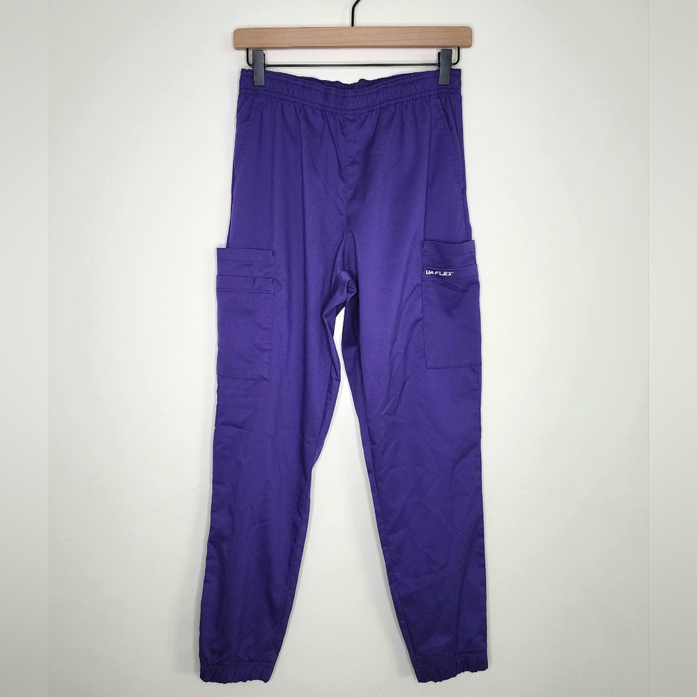 Womens UA Flex2 Grape Purple Straight Leg Elastic Waist Pullon Scrub Pants Small